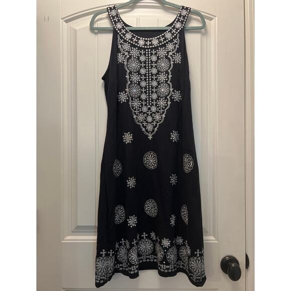 INC Women’s Chic Sleeveless Embroidered Elegant Cocktail Dress Sz XL Blue Silver - Picture 1 of 5